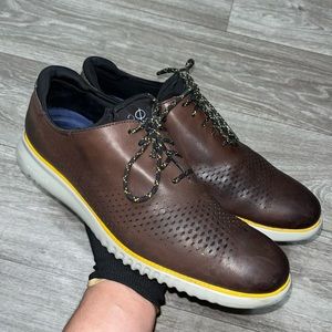Cole Haan 2.ZERØGRAND Mens Size 13 M Laser Wingtip Oxfords Brown Formal Shoes